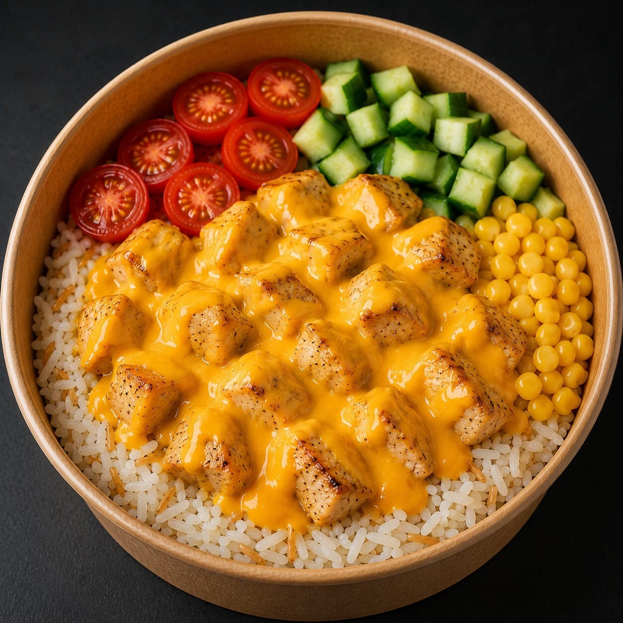 Cheddar Soslu Tavuklu Pilav