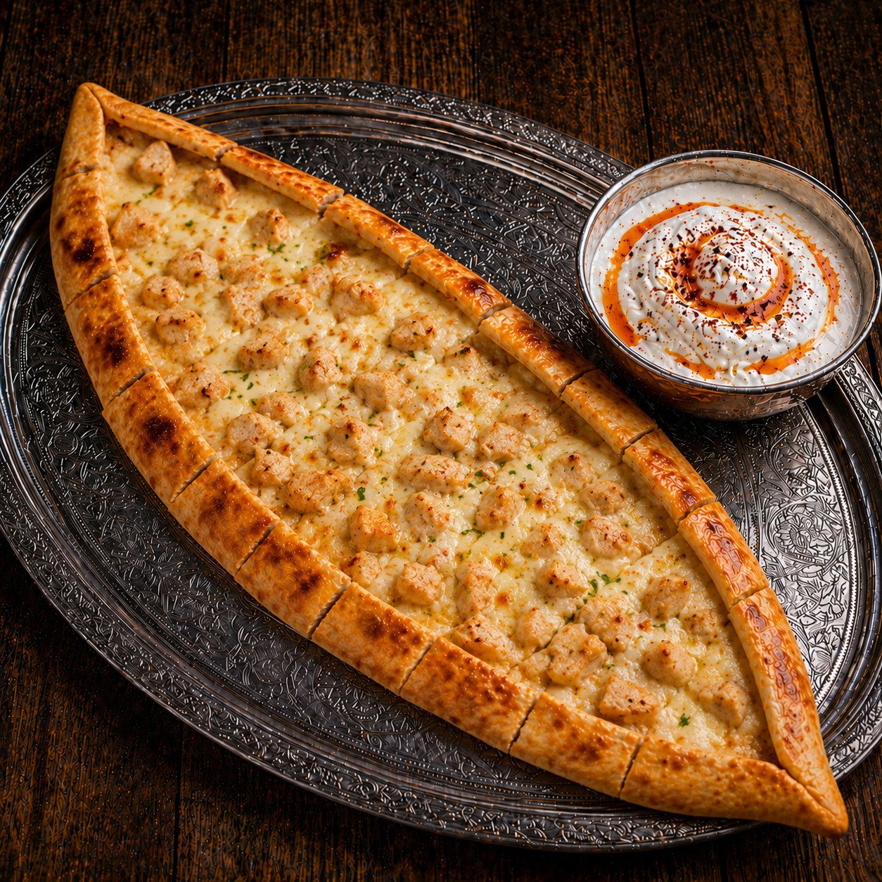 Tavuklu Kaşarlı Pide