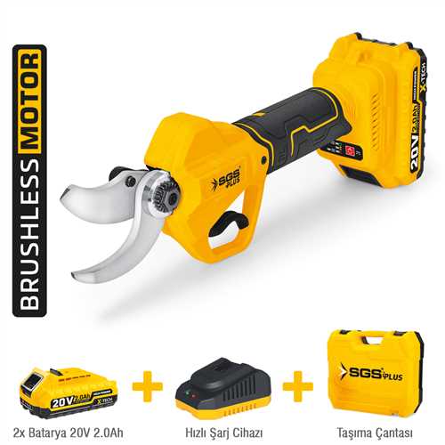 AKÜLÜ BAĞ BUDAMA MAKASI 20V 2*2.0 Ah 40 mm (KÖMÜRSÜZ MOTOR)
