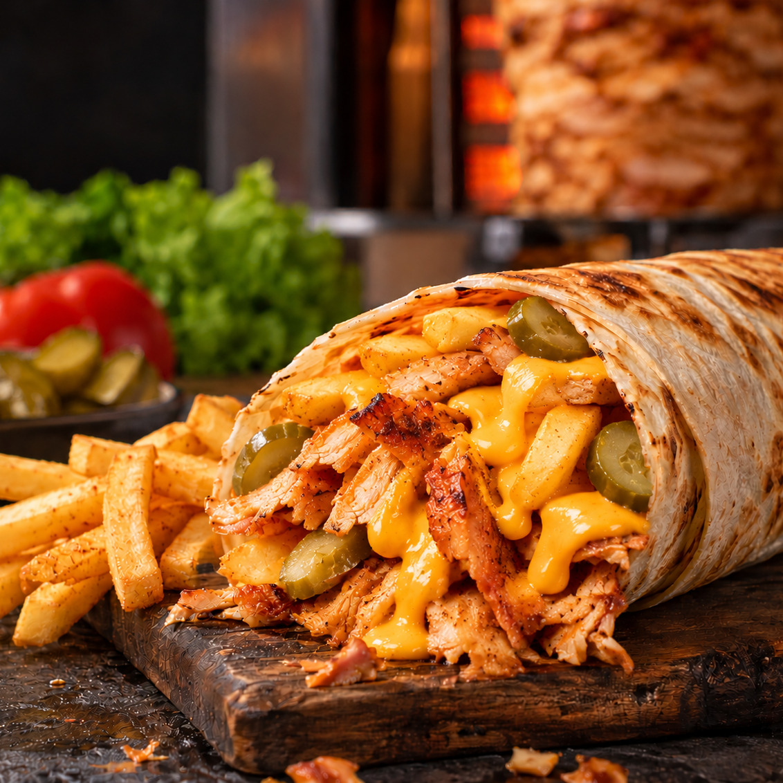 Cheddarlı Tavuk Döner Dürüm