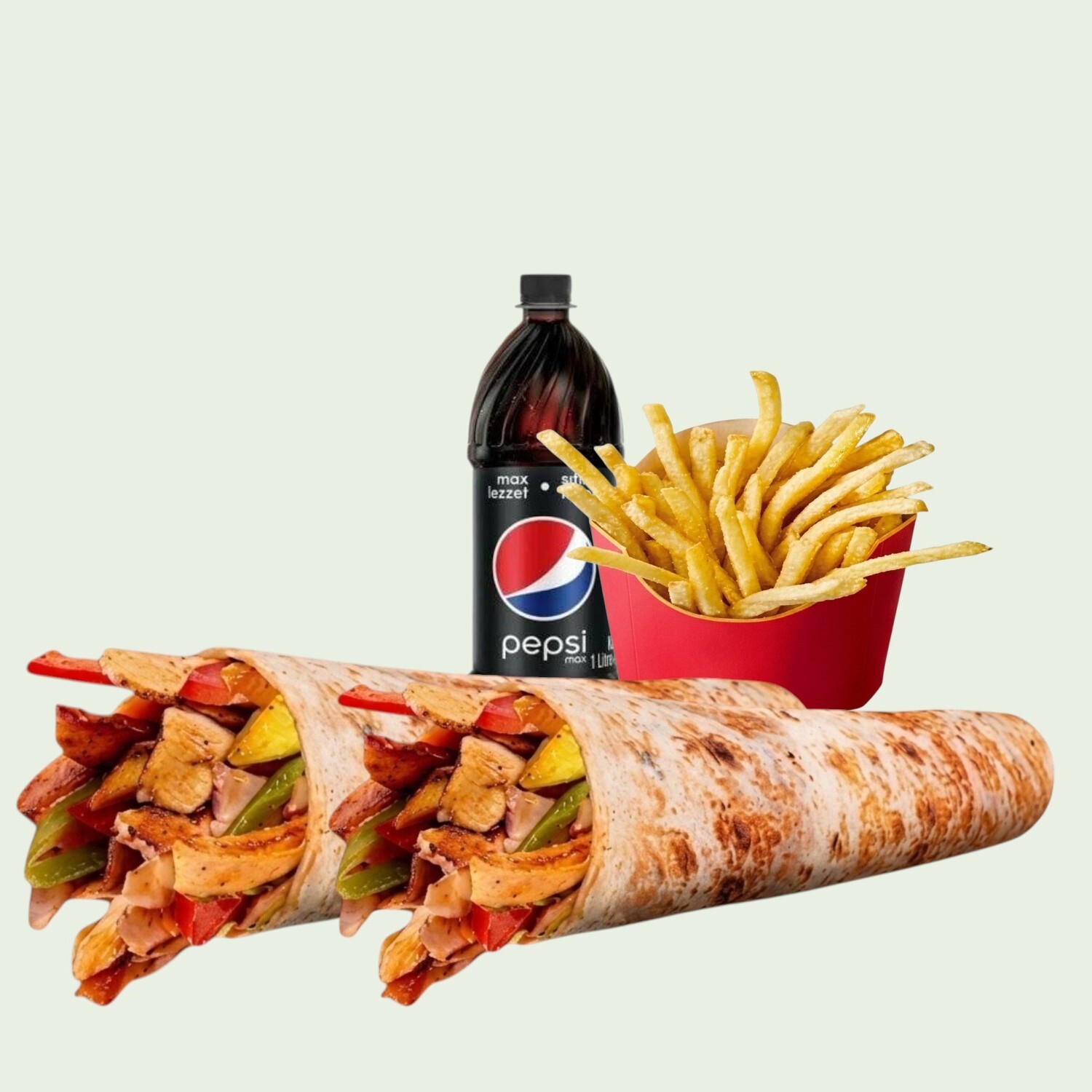 İkili Soslu Tavuk Döner Dürüm (menü)