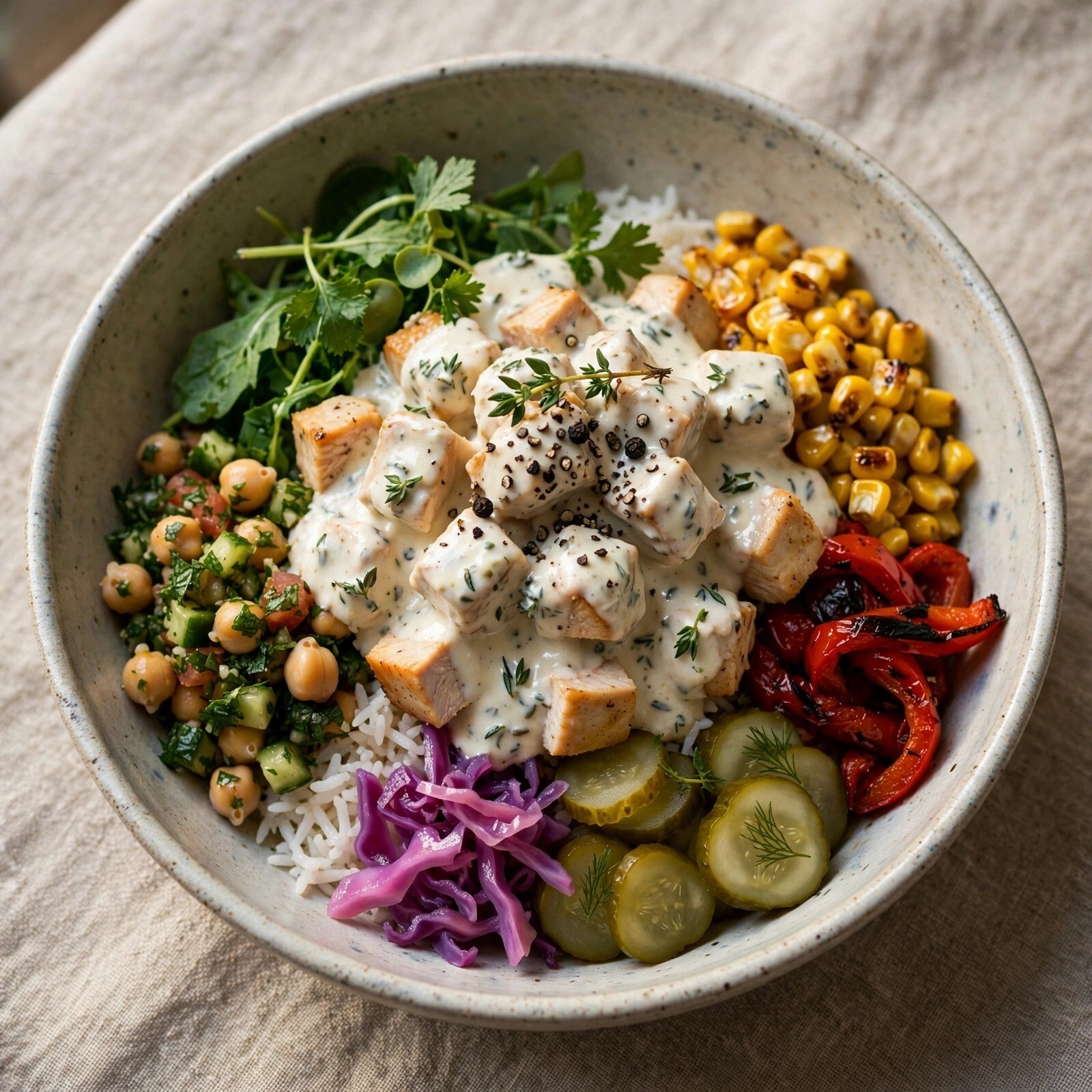 Dağ Kekikli Kremalı Tavuk Bowl