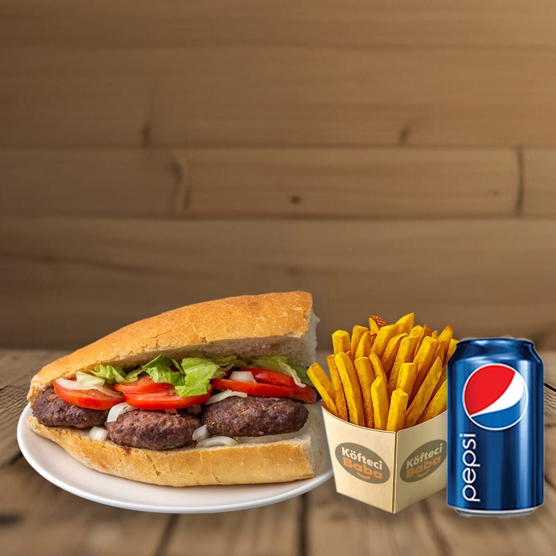 Köfte Ekmek Patates Cipsi Pepsi
