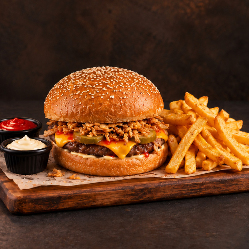 Sweetchili Burger + Patates Kızartması