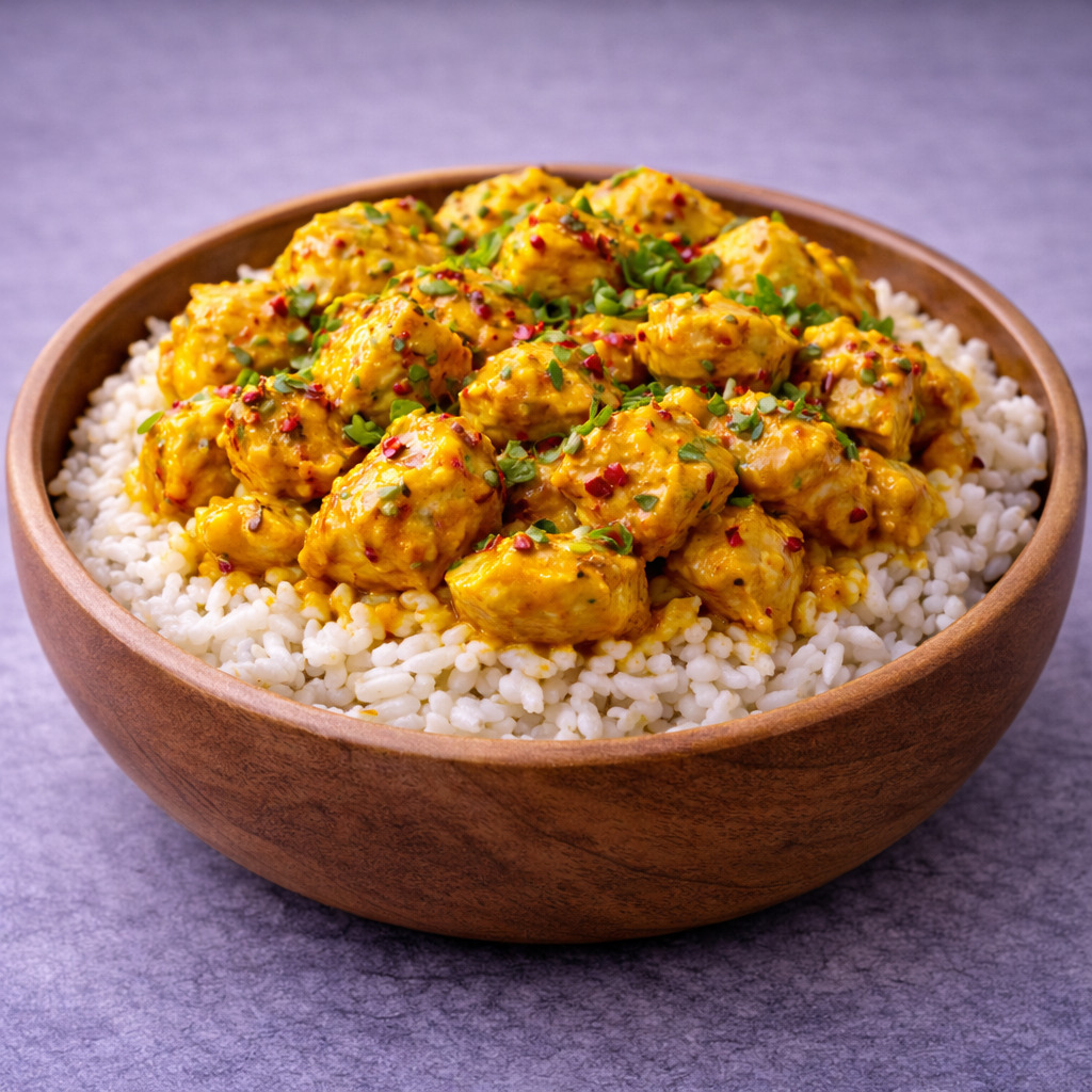 Acılı Köri Soslu Tavuklu Pilav