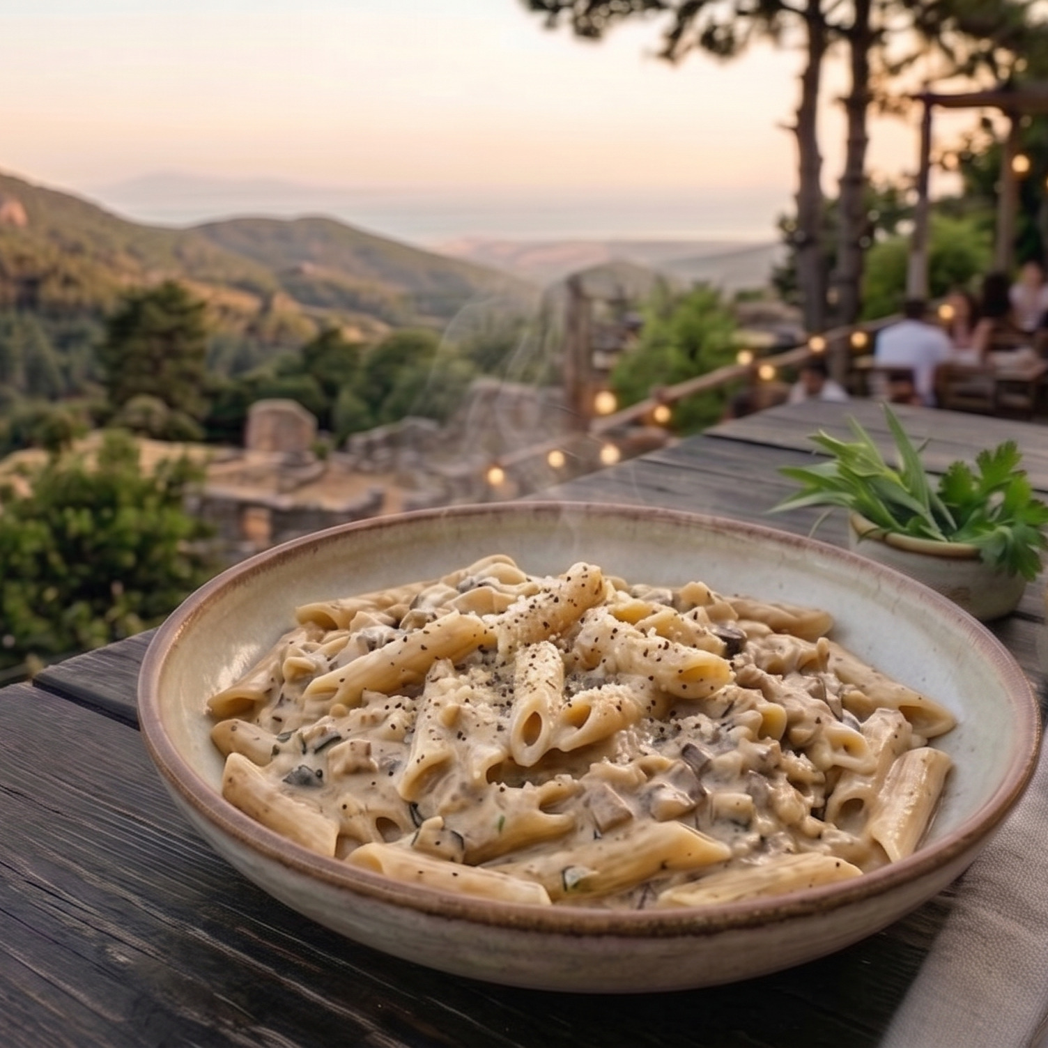İsli Kremalı Köz Patlıcanlı Tavuklu Penne