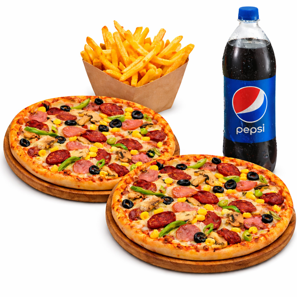 2 ottoman pizza(Orta) & 1LT Pepsi & Orta patates kızartması