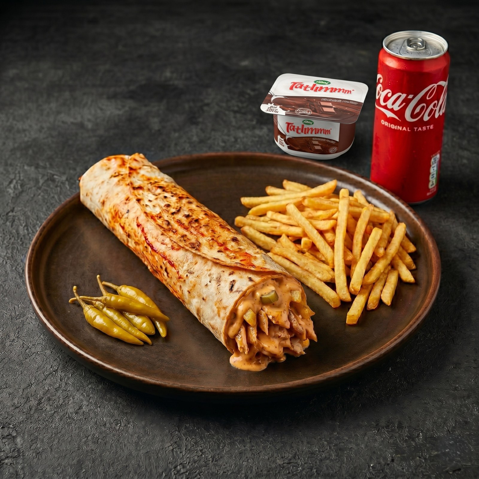 Burger Soslu Tavuk Döner Dürüm Menü (100 gr.)