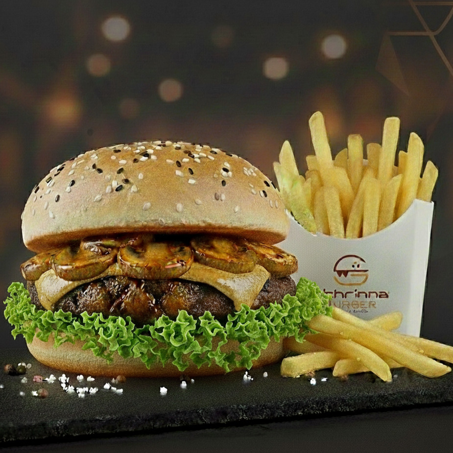 Kaşarlı Mantarlı Burger & Patates Kızartması Menü