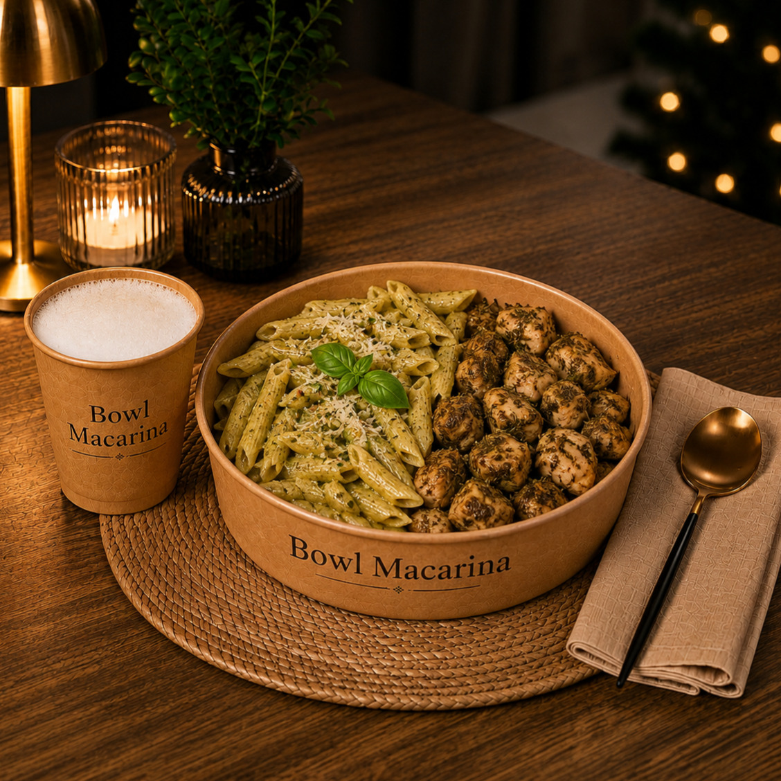 XXL Bowl Fesleğenli Makarna & Dağ Kekikli Tavuk + Ayran