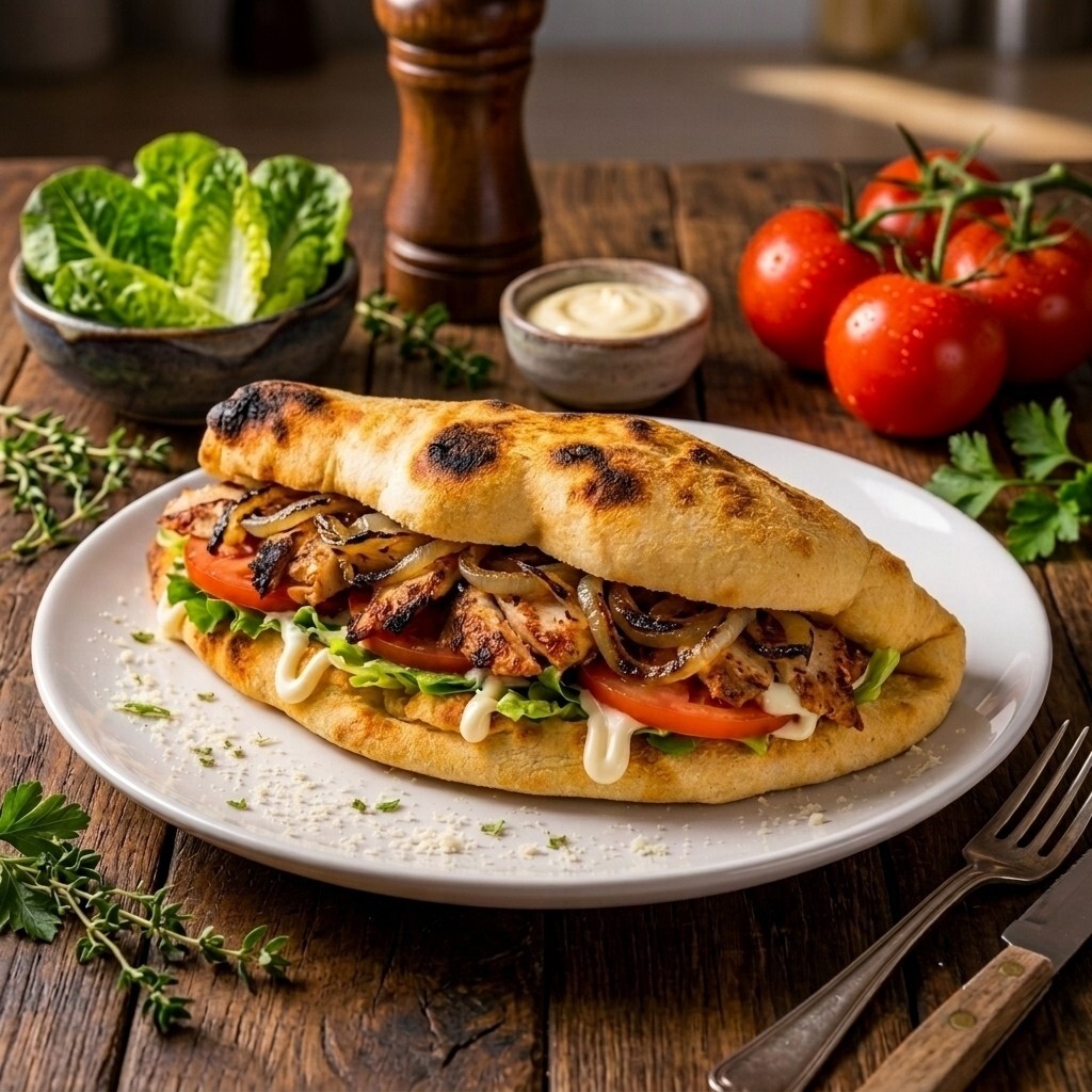 Pide Ekmek Arasına Köz Soğanlı Döner