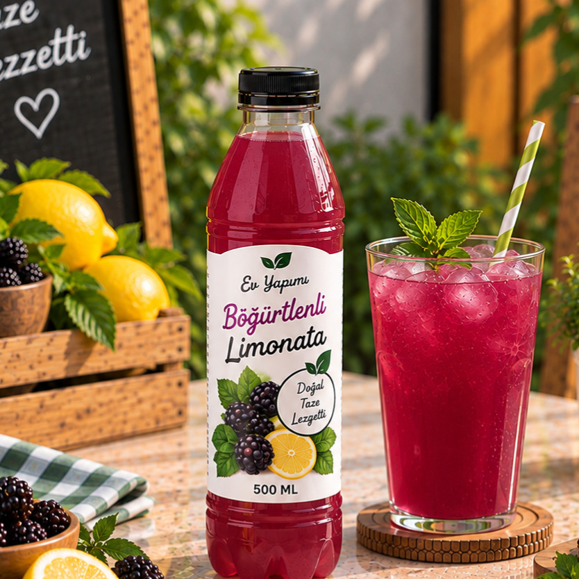 Ev Yapımı Böğürtlen Aromalı Limonata 500 ml