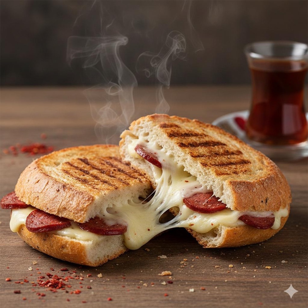 Üç Çeyrek Sucuk Kaşarlı Tost