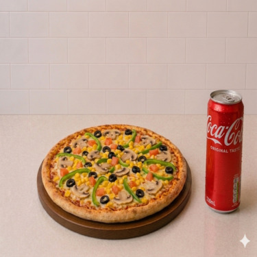 Büyük Boy Sebzeli Pizza & Kutu İçecek (330 Ml)