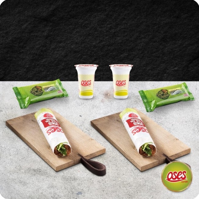 2'li Çiğ Köfte Dürüm Menü + Şam Tatlısı