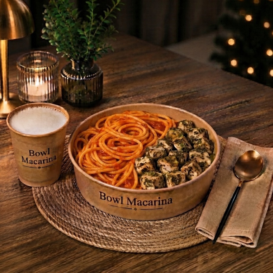 XXL Bowl Soslu Spagetti & Dağ Kekikli Tavuk + Ayran