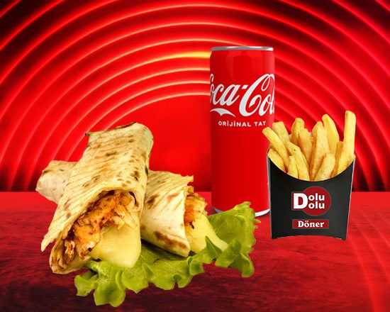 Dolu Kaşarlı Tavuk Döner Dürüm Menü