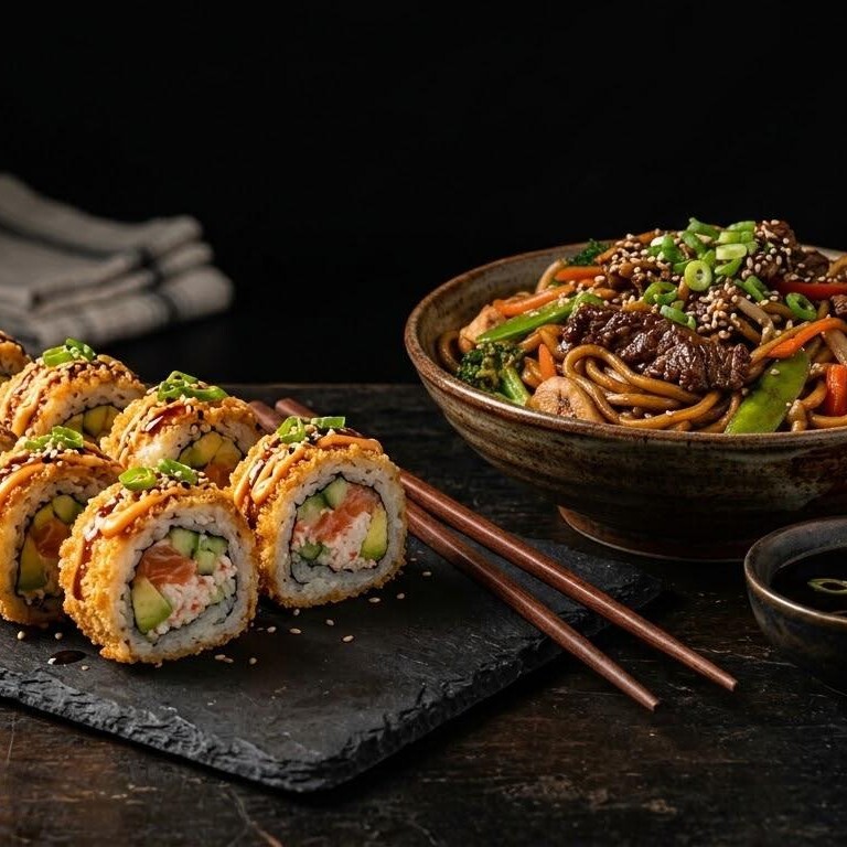 Somon Crunchy Roll + Dana Etli Noodle + 1 Coca Cola