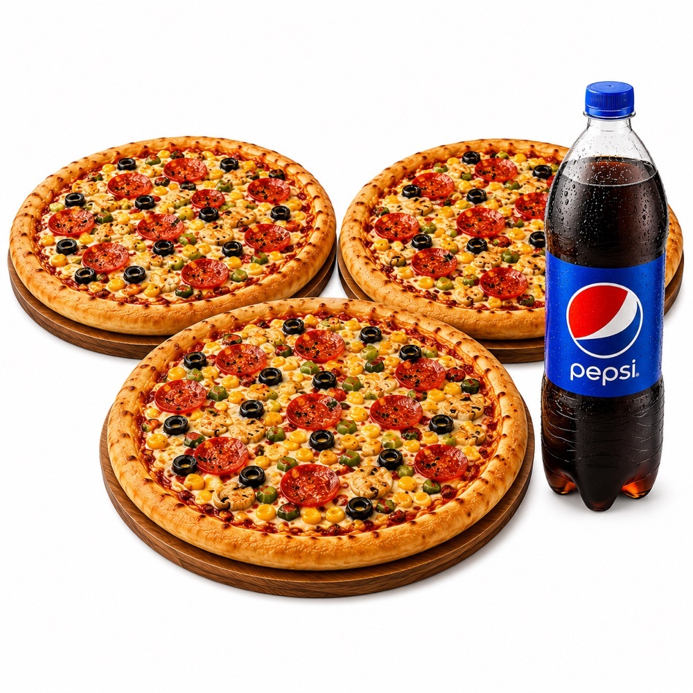 3'Lü Orta Pizza