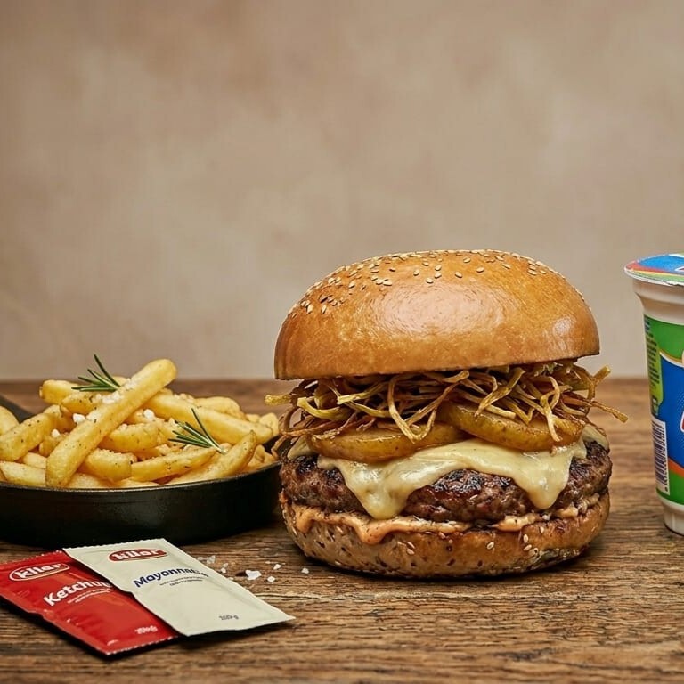 Hamburger 120 Gram Küçük Ayran (20 Cl)