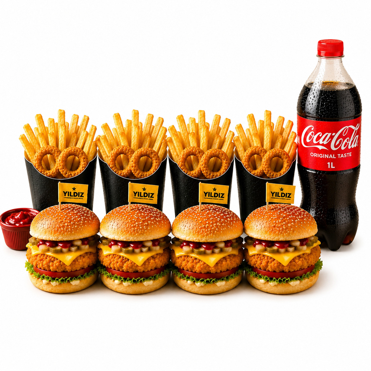 4’lü Medium Çıtır Tavuk Burger + 1 Litre Cola
