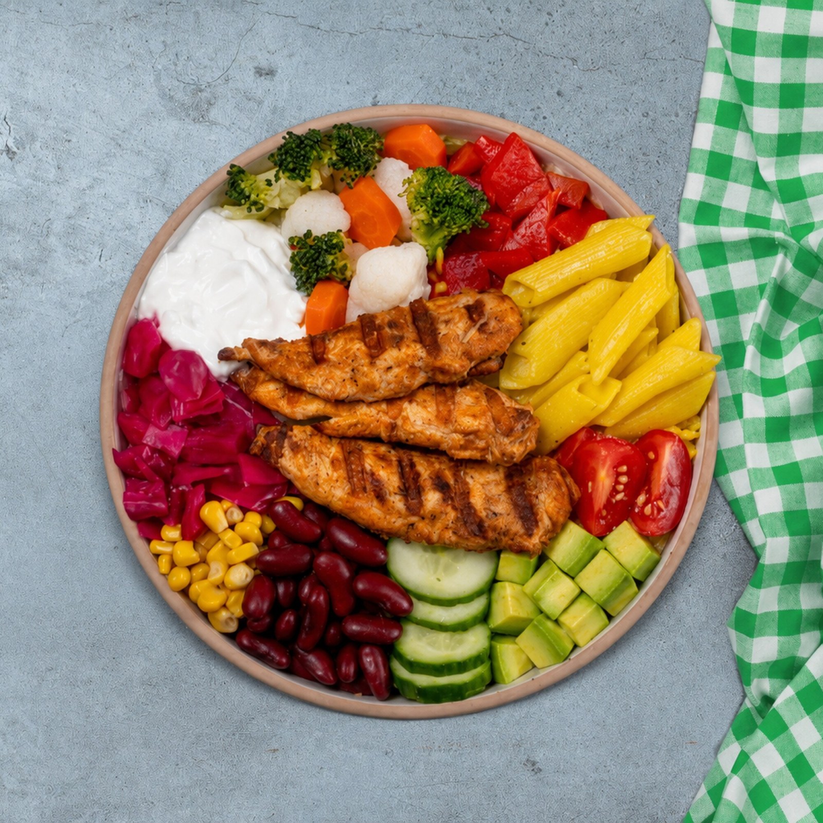 Çeşit Tavuklu Makarnalı Bowl