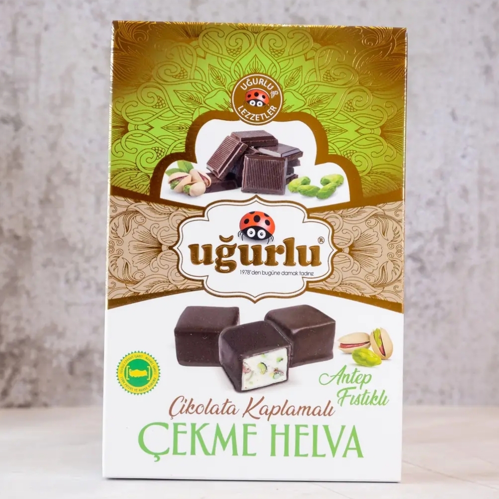 Uğurlu Çikolata Kaplamalı Fıstıklı Çekme Helva 160 Gr