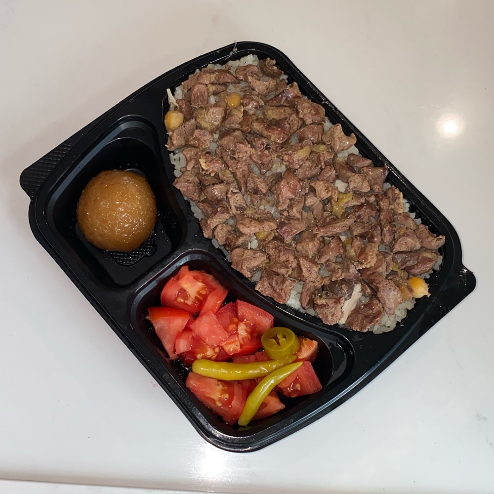 Duble ciğerli nohutlu pilav + Tatlı ikram