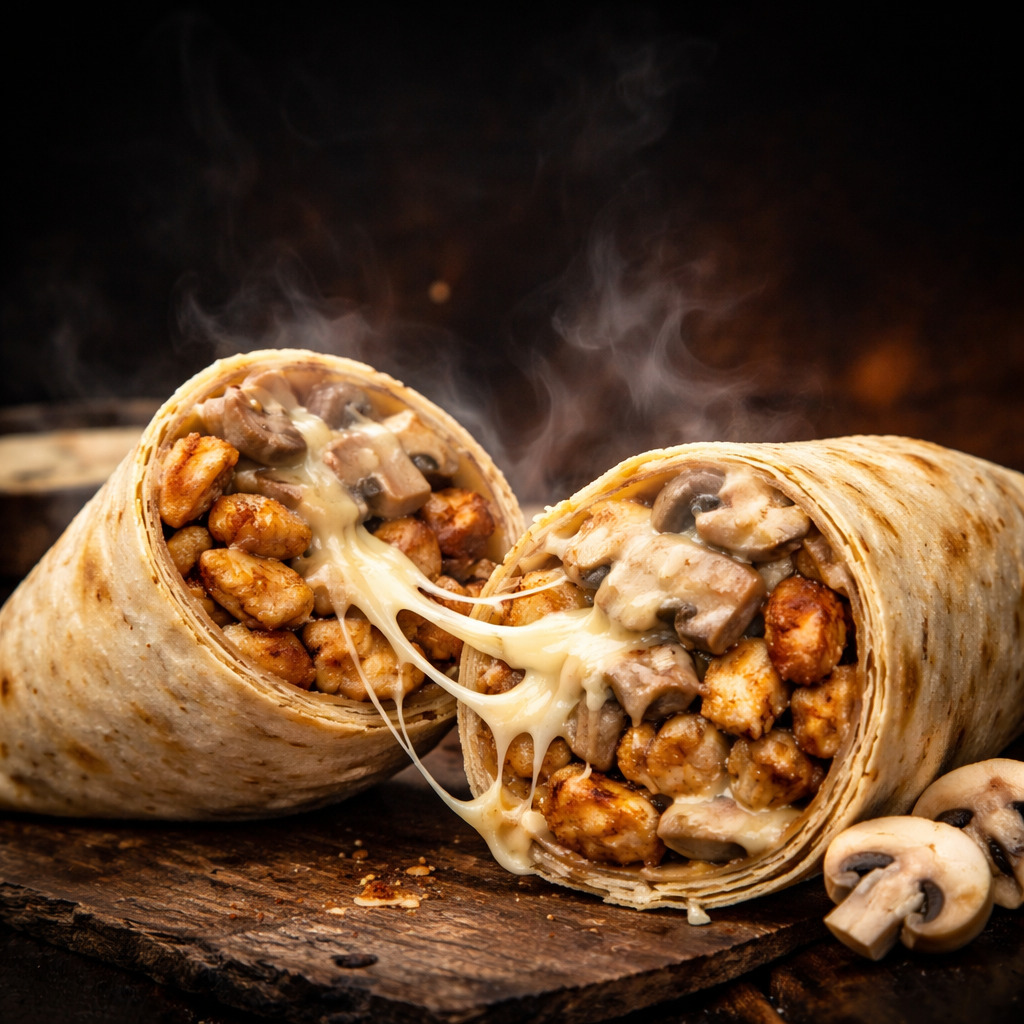 Mantar Soslu Kaşarlı Tavuk Döner Dürüm