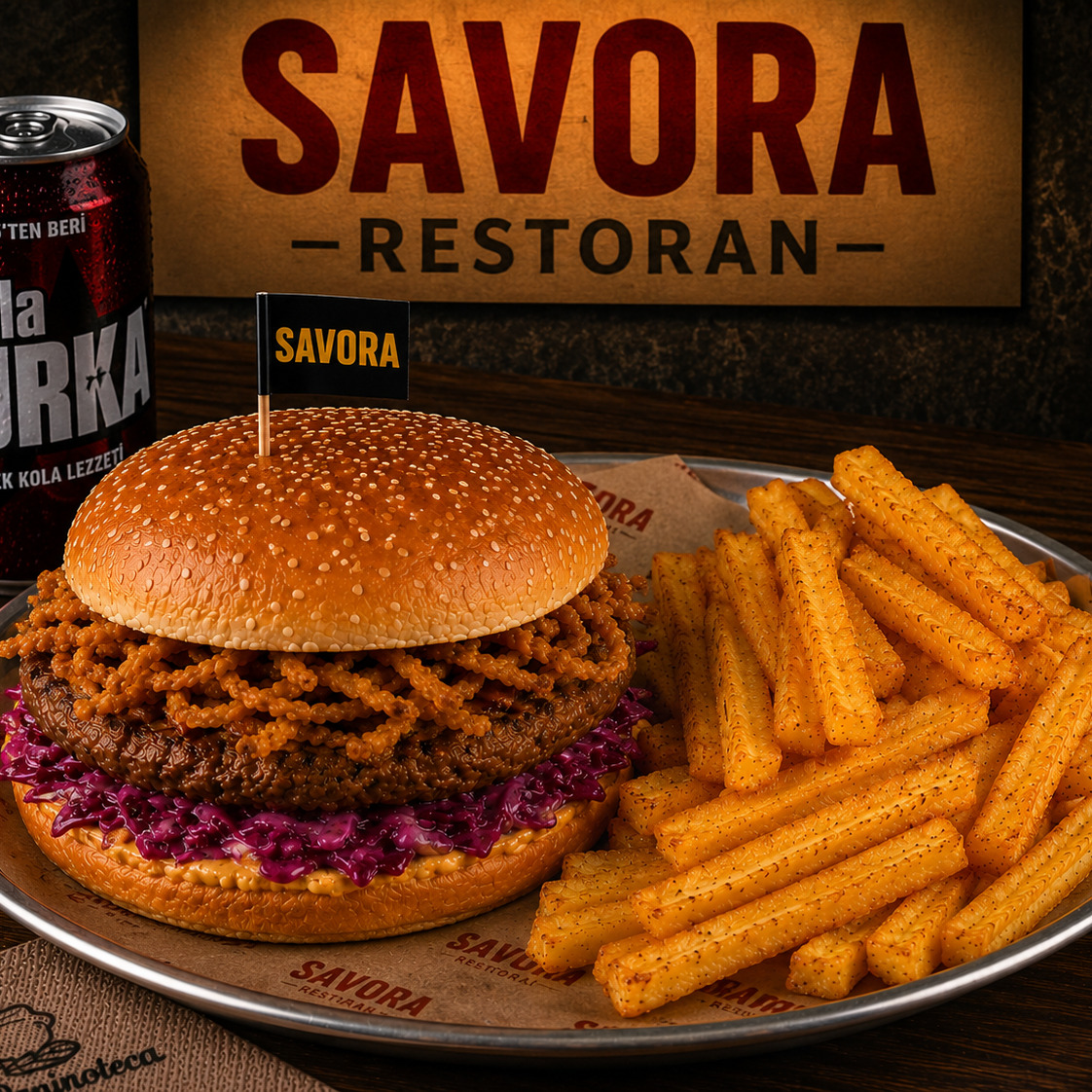 Purple Burger + Patates + İçecek