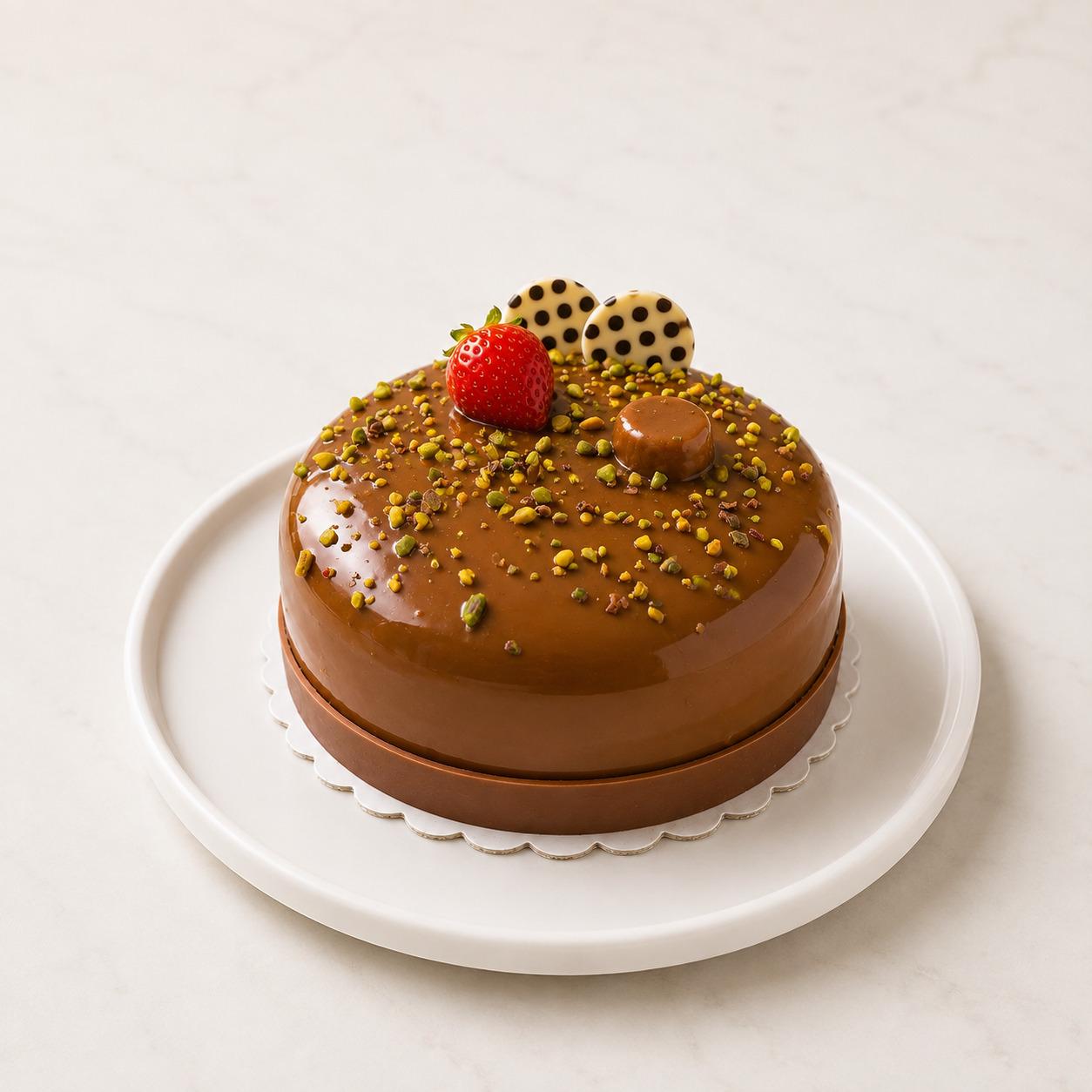 New York Profiterol Soslu Çilekli Muzlu Yaş Pasta No: 0 (4 - 6 Kişilik)