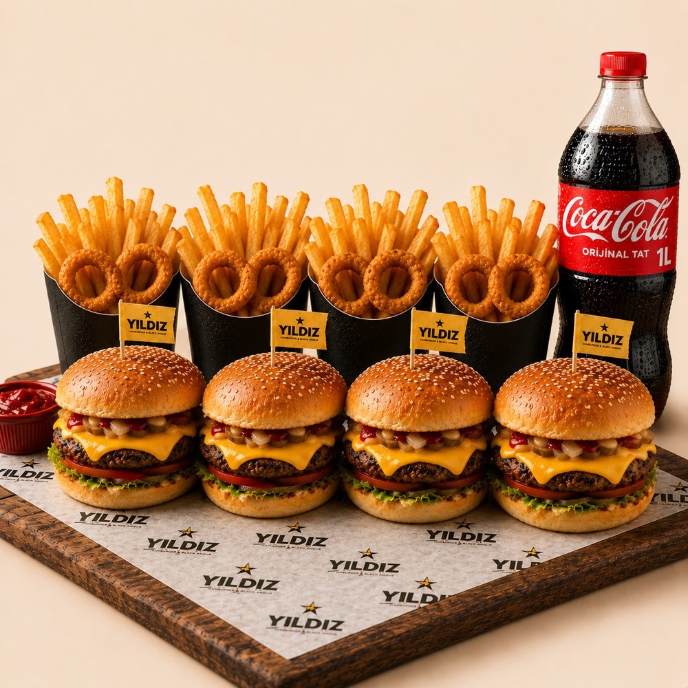 4'lü Jumbo Cheese Burger +1 lt Cola