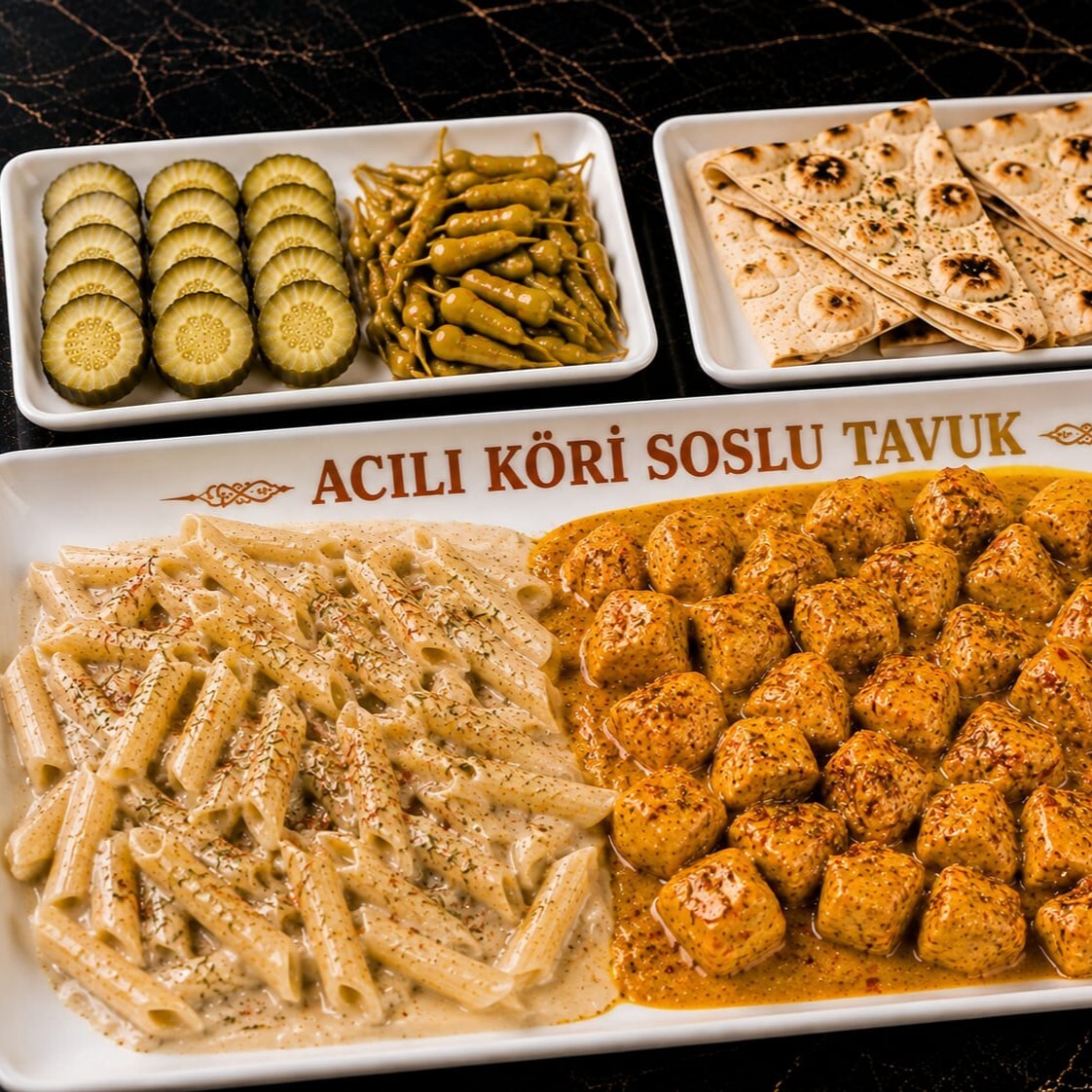 Acılı Köri Soslu Tavuk & Kremalı Penne makarna