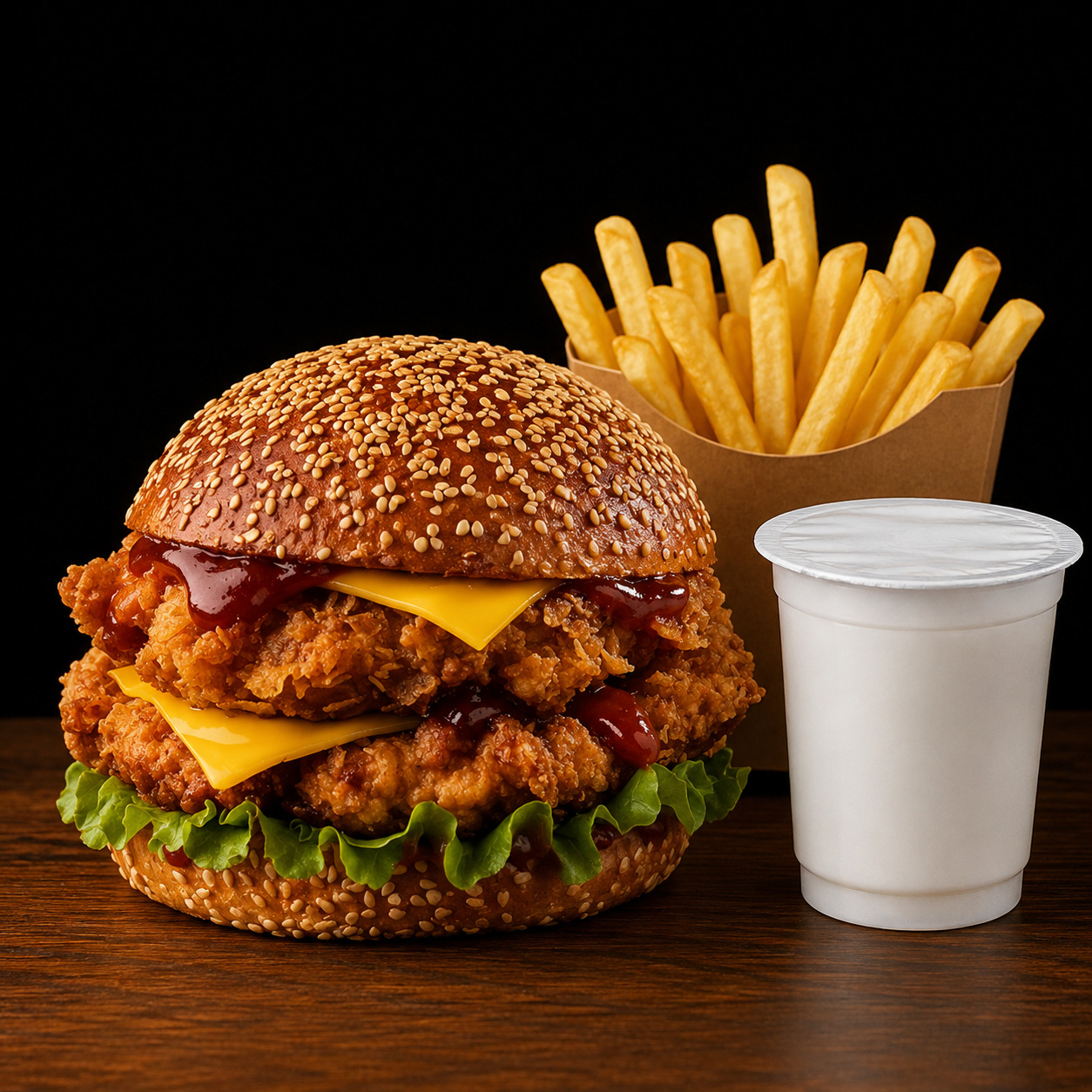 Acılı Tavuk Burger Menü (90 Gr.)