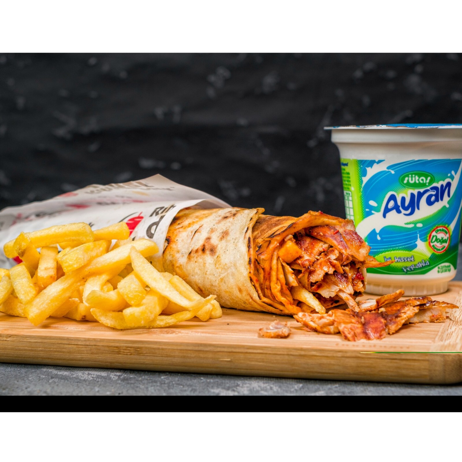 Tavuk Döner Dürüm (100 gr) & Cips & Ayran Menü