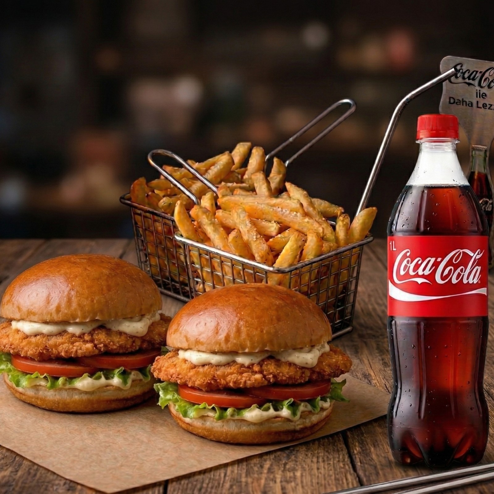 2'li Tavuk Burger ve Patates Kızartması