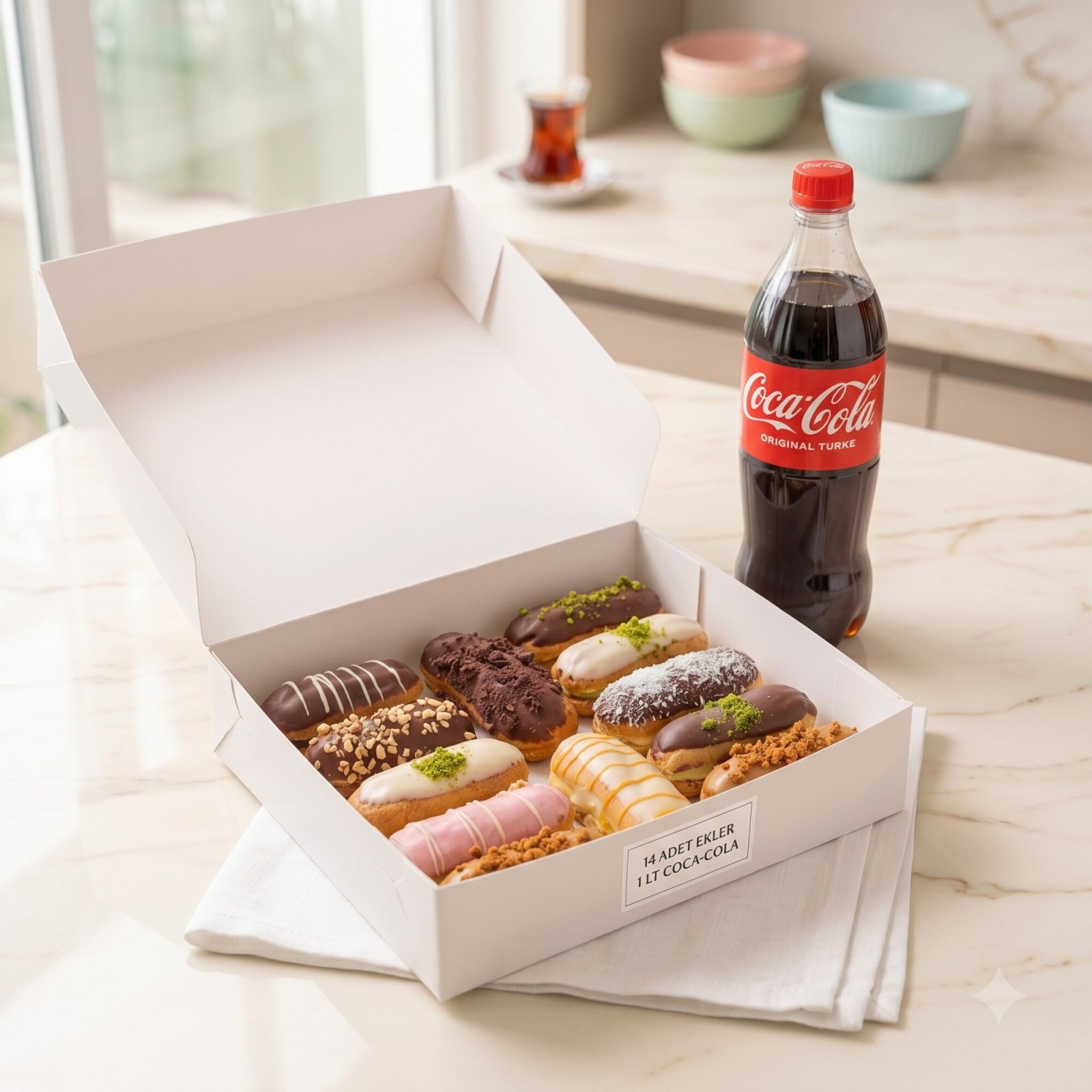 1 kg ekler ve 1 litre Coca-Cola