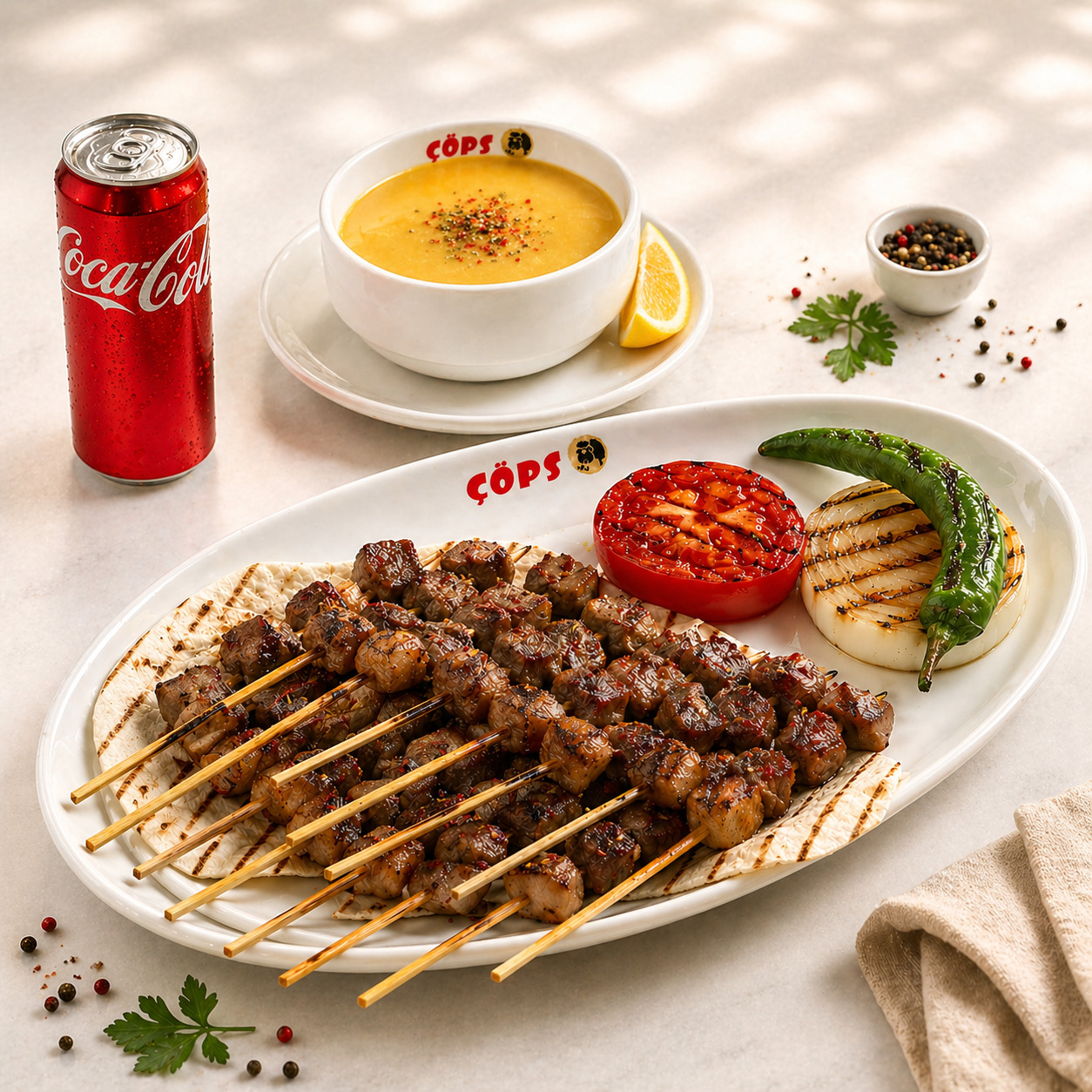 Avantajlı Çöp Şiş Menü (Ana Yemek + Çorba + İçecek)