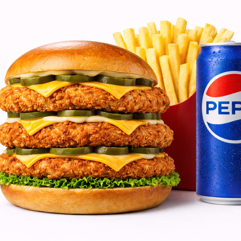 Triple Tavuk Burger Menu