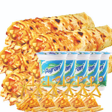 Tavuk Döner 5 Medium + 5 Patates + 5 Ayran Menü