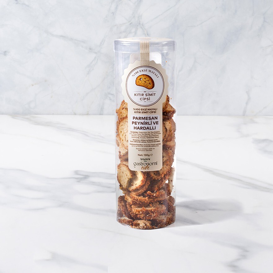 Ekşi Mayalı Parmesan Peynirli ve Hardallı Kıtır Simit Cipsi
