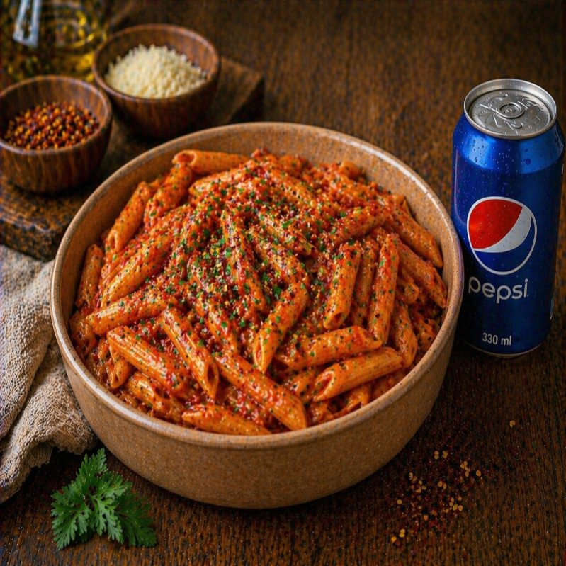 Arrabbiata Soslu Tavuklu Penne Bowl Makarna 500 gr + 330 ml Pepsi
