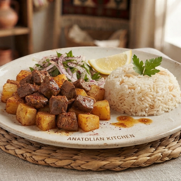 Anadolu Mutfağından Patatesli Dana Arnavut Ciğeri & Pirinç Pilavı