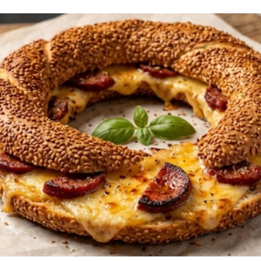 Sucuklu kaşarlı simit tost