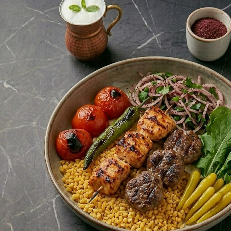 Köfte Tavuk Karışık Izgara+Bulgur Pilavı+Ayran