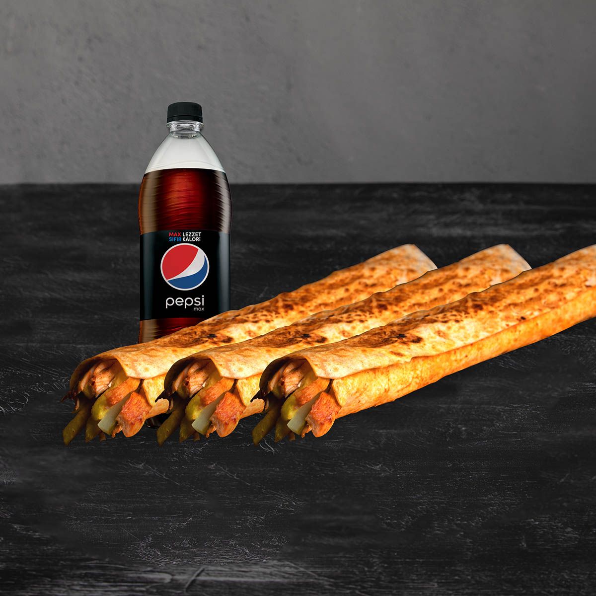 3'lü Tavuk Döner L Dürüm (45 cm.) Menü