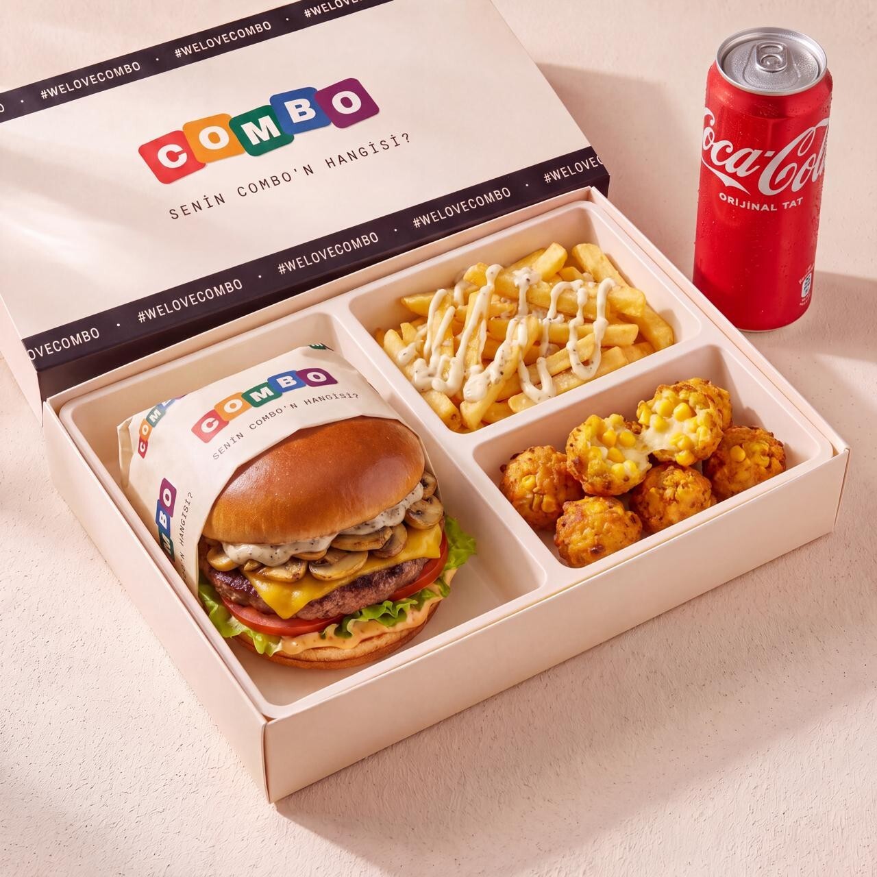 Trüf Mayonezli Mantarlı Burger Menü + 1 Kutu içecek