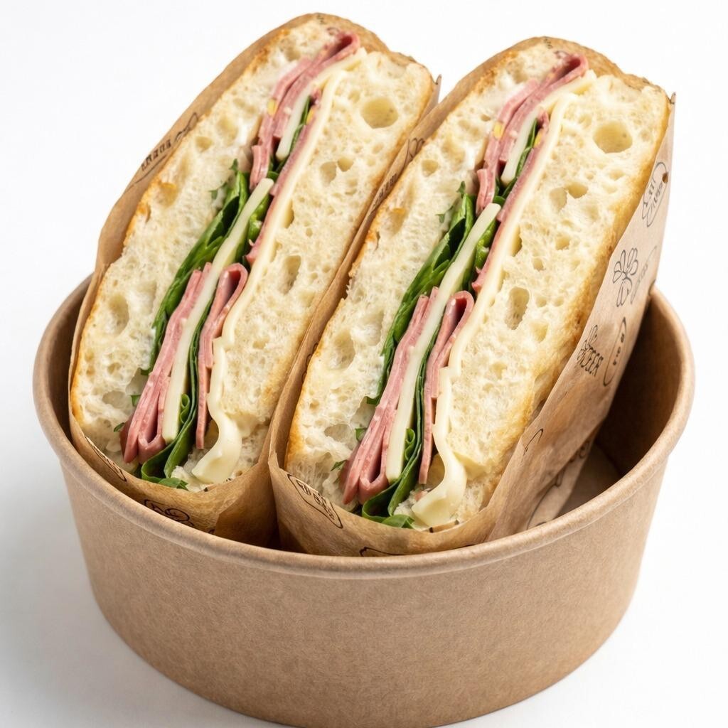 Tam Focaccia Sandviç Fıstıklı Salamlı, Kaşarlı Sandviç