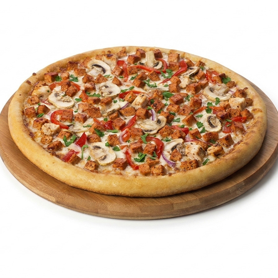 Tavuklu Pizza [Büyük Boy]Pizza bahartı+ketçap +mayanoze + 330 ml cola turk