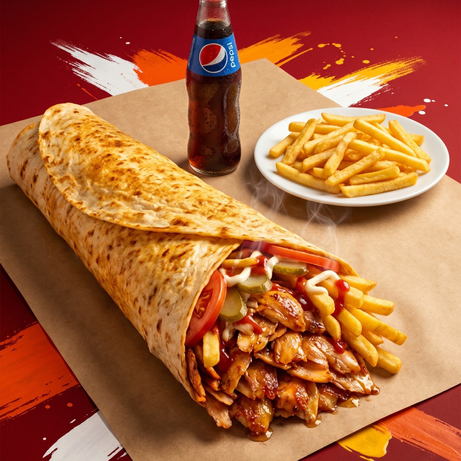 Menü - (160gr Çılgın Dürüm +100 gr Patates + Pepsi 300ml)